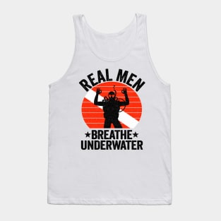 Real Men Breathe Underwater Scuba Diving Diver Down Flag Tank Top